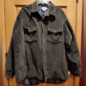 J.Crew Vintage Olive Green Corduroy Quilted Shirt Jacket